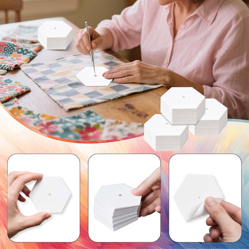 fuceury 480 PCS 1" Piecing Paper for Quilting, Hexagon Quilting Templates for DIY Patchwork Sewing Crafts, Sewing Supplies Quilting Accessories Crafting Tools,Hexagon Paper Piecing Template (1 Inch) - Image 3